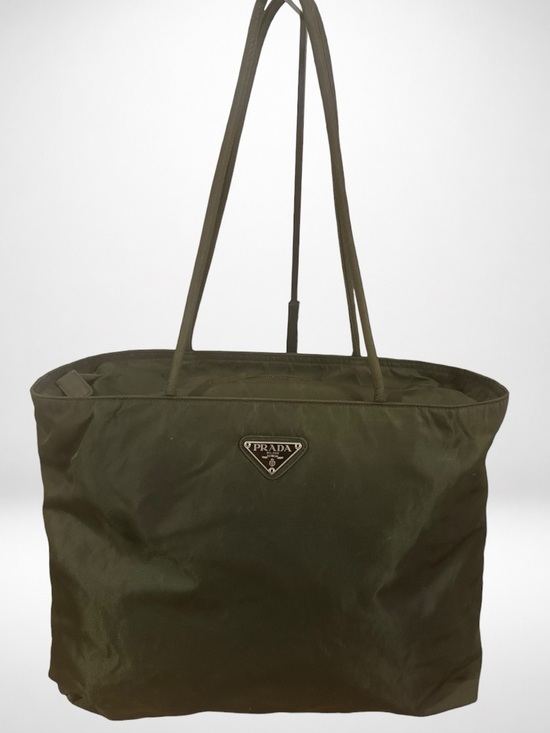 Prada Handbags - PRADA Authentic Vintage Tessuto Nylon Olive Green Large Tote Shoulder Bag Y2K